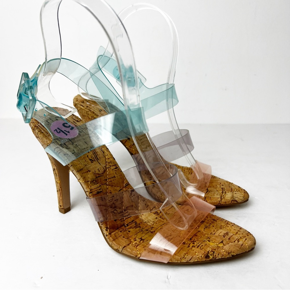 SZ 5.5 Multicolor Clear Strap Sandals